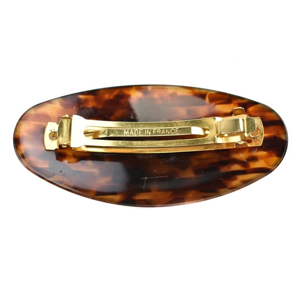 Fendi: Brown & Gold "FF" Logo Barrette/Hair Clip - Picture 2 of 6